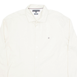 TOMMY HILFIGER Slim Fit Mens Plain Shirt Cream Long Sleeve 2XL