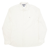 TOMMY HILFIGER Slim Fit Mens Plain Shirt Cream Long Sleeve 2XL