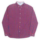 TOMMY HILFIGER Slim Fit Mens Shirt Red Check Long Sleeve L