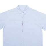 Denim Look Embroidered Womens Plain Shirt Blue XL