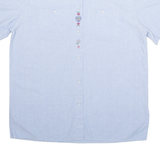 Denim Look Embroidered Womens Plain Shirt Blue XL