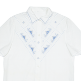 RICAMO A MANO Womens Shirt White Crazy Pattern M