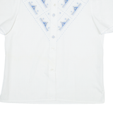 RICAMO A MANO Womens Shirt White Crazy Pattern M