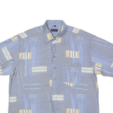 NICK TAYLOR SPORTSWEAR Mens Shirt Blue Viscose 90s Crazy Pattern XL