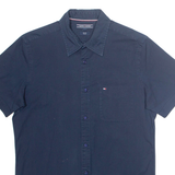 TOMMY HILFIGER Slim Fit Stretch Mens Plain Shirt Blue S
