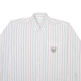 LA GRENOUILLE Mens Shirt White Striped Long Sleeve XL