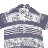 Mens Shirt Grey Viscose Crazy Pattern L
