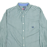 CHAPS Mens Shirt Green Striped Long Sleeve L