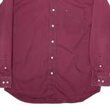 TOMMY HILFIGER Mens Plain Shirt Maroon Long Sleeve M