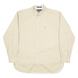 TOMMY HILFIGER Mens Plain Shirt Beige Long Sleeve L