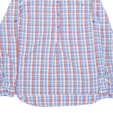 TOMMY HILFIGER Half Buttoned Mens Shirt Blue Check Long Sleeve S
