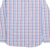 TOMMY HILFIGER Half Buttoned Mens Shirt Blue Check Long Sleeve S