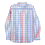 TOMMY HILFIGER Half Buttoned Mens Shirt Blue Check Long Sleeve S