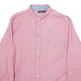 NAUTICA Mens Plain Shirt Red Long Sleeve L