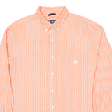 CHAPS Mens Shirt Orange Pinstripe Long Sleeve XL