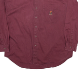 CHAPS Mens Plain Shirt Maroon Long Sleeve XL