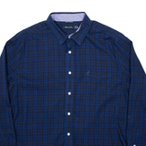 NAUTICA Mens Shirt Blue Check Long Sleeve 2XL