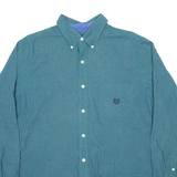CHAPS Mens Shirt Blue Check Long Sleeve L