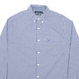 NAUTICA Stretch Mens Shirt Blue Gingham Long Sleeve M