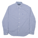 NAUTICA Stretch Mens Shirt Blue Gingham Long Sleeve M