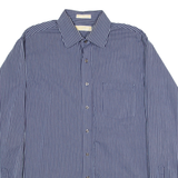MICHAEL KORS Mens Shirt Blue Striped Long Sleeve L