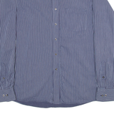MICHAEL KORS Mens Shirt Blue Striped Long Sleeve L