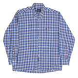 KANGOL Mens Shirt Blue 90s Check Long Sleeve XL