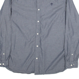 TIMBERLAND Regular Fit Mens Plain Shirt Grey 90s Long Sleeve 2XL