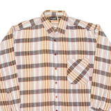 Mens Shirt Brown Check Long Sleeve XL