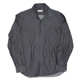 CALVIN KLEIN Mens Plain Shirt Grey Long Sleeve XL