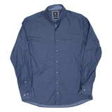 PIERRE CARDIN Mens Plain Shirt Blue Long Sleeve L