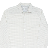 CALVIN KLEIN Mens Shirt White Spotted Long Sleeve M