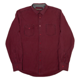 BEN SHERMAN Mens Plain Shirt Maroon Gingham Long Sleeve XL