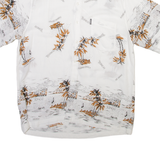 DOMON EXCLUSIVE Mens Hawaiian Shirt White Crazy Pattern Long Sleeve XL