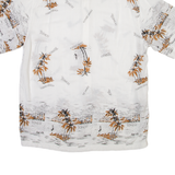 DOMON EXCLUSIVE Mens Hawaiian Shirt White Crazy Pattern Long Sleeve XL