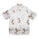 DOMON EXCLUSIVE Mens Hawaiian Shirt White Crazy Pattern Long Sleeve XL