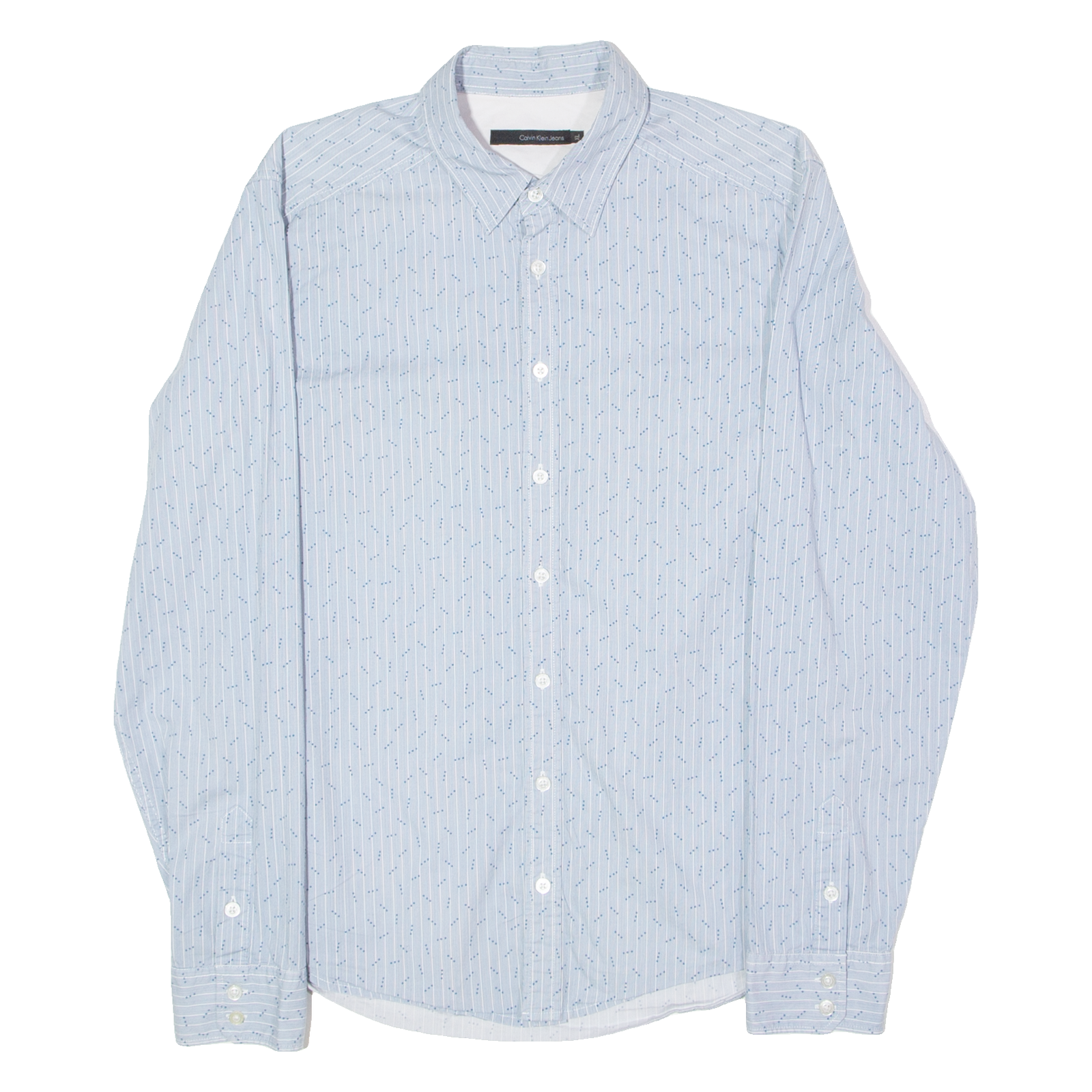 CALVIN KLEIN JEANS Mens Shirt Blue Striped Long Sleeve XL