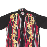 LECHE Mens Shirt Black Crazy Pattern L