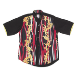 LECHE Mens Shirt Black Crazy Pattern L