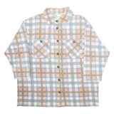 Womens Flannel Shirt Pink Plaid 3/4 Sleeve XL