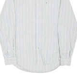 TOMMY HILFIGER Custom Fit Mens Shirt White Striped Long Sleeve L