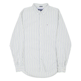 TOMMY HILFIGER Custom Fit Mens Shirt White Striped Long Sleeve L