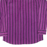 ASH CREEK TRADING Mens Flannel Shirt Purple Striped Long Sleeve M