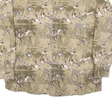 WOODS AND WATER Birds Mens Shirt Beige Crazy Pattern Long Sleeve L