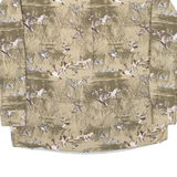 WOODS AND WATER Birds Mens Shirt Beige Crazy Pattern Long Sleeve L