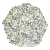BLUE PALACE Mens Shirt Grey Crazy Pattern Long Sleeve L
