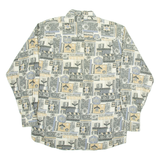 BLUE PALACE Mens Shirt Grey Crazy Pattern Long Sleeve L