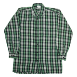 BREMO Mens Shirt Green Check Long Sleeve L
