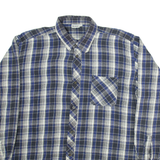 BREMO Mens Shirt Blue Check Long Sleeve L