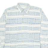 DONNELLY Mens Shirt Blue Fair Isle Long Sleeve L